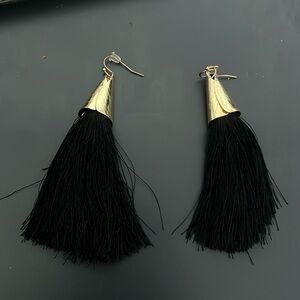 Gold and Black Tassel Earrings